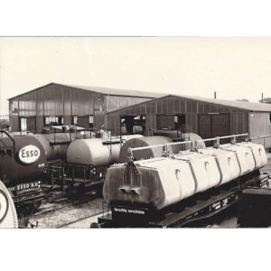 Schwarz Weiß Bild Eisenbahnwerkstatt